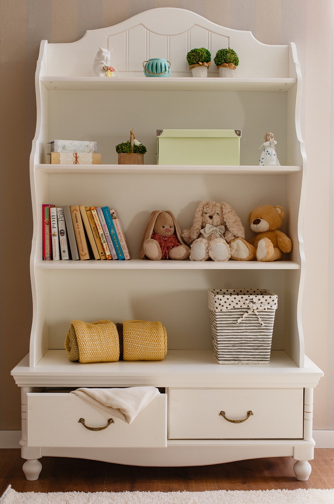 Стеллаж 4 полки 2 ящика Айно №3