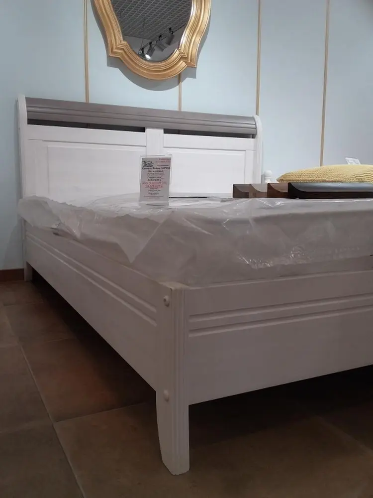 Кровать из массива сосны Бейли 1600х2000 без изножья белый воск
