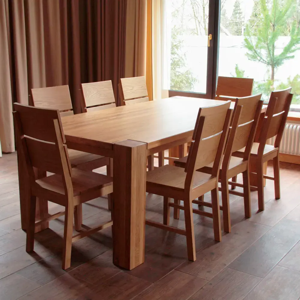 Стол обеденный из массива дуба Аляска 1200 (нога 90) "Премиум"