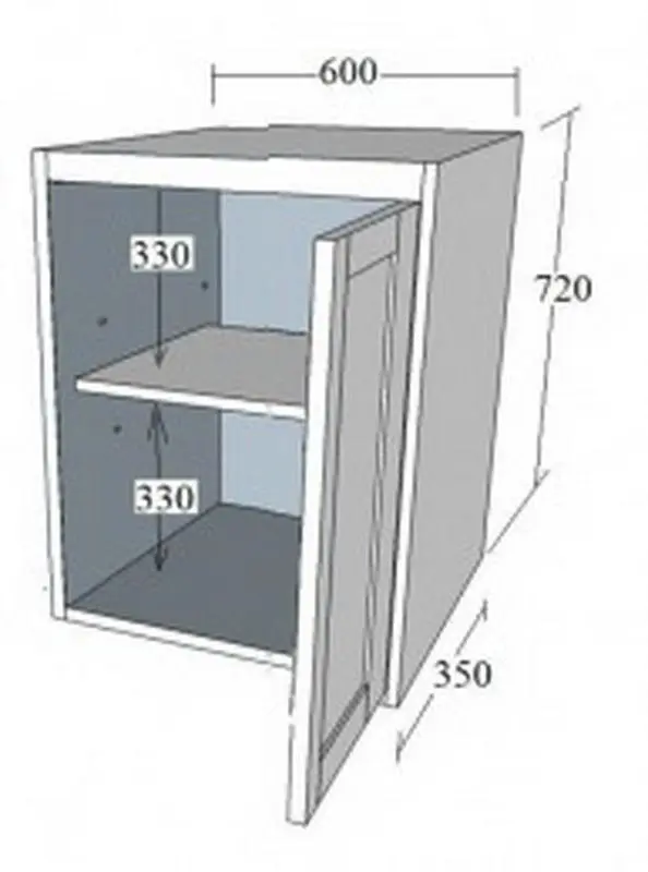 Шкаф настенный Шалёр 600х350х720  (петли справа)