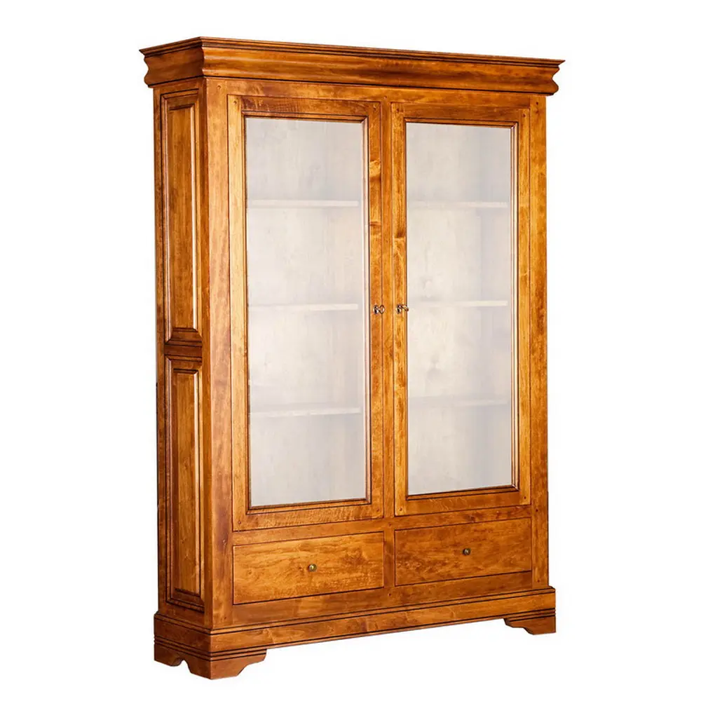  Шкаф массив дуба  Луи Филипп с витриной ОВ 02