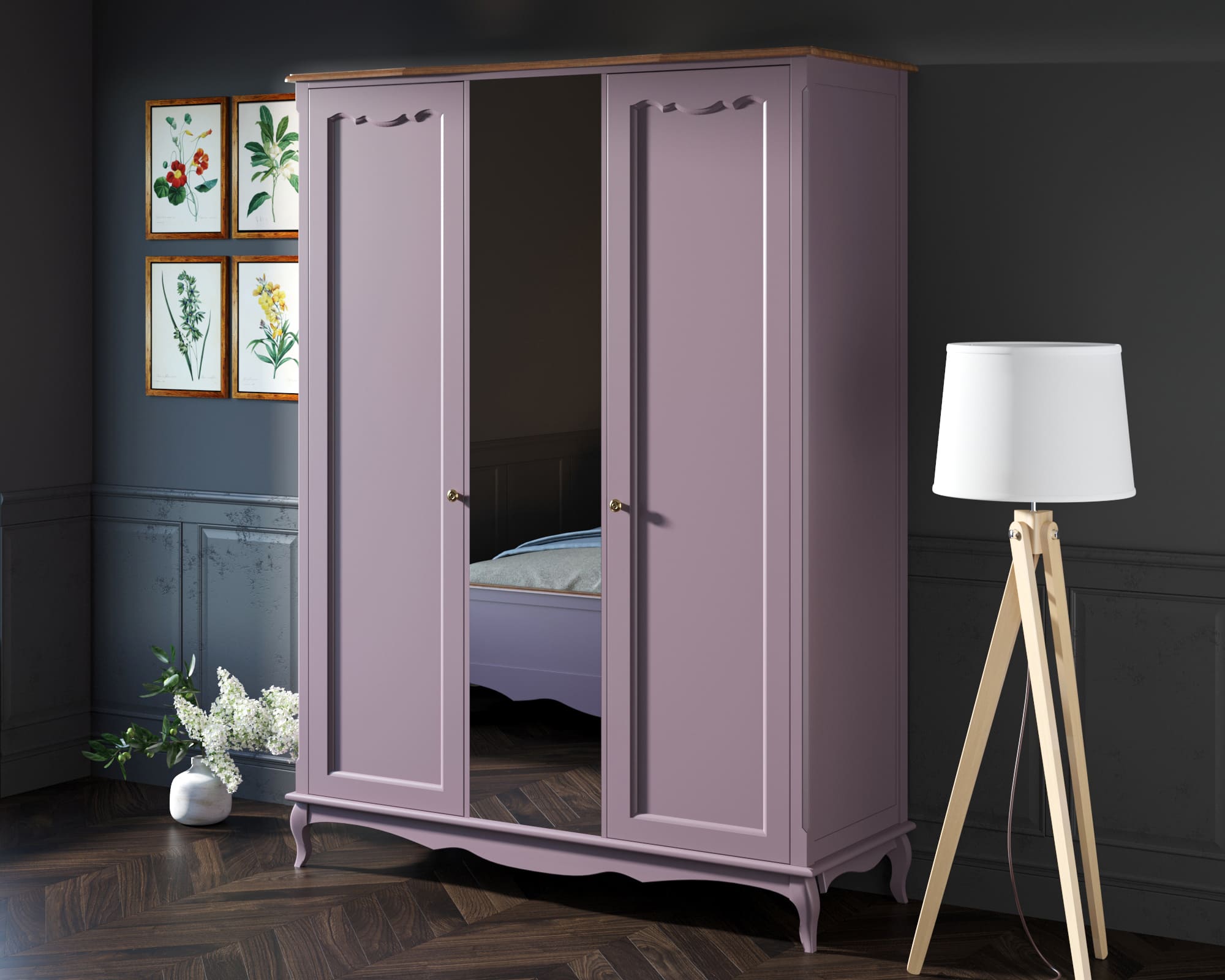 Шкаф Leontina Lavanda двухстворчатый с зеркалом арт ST9327ZL