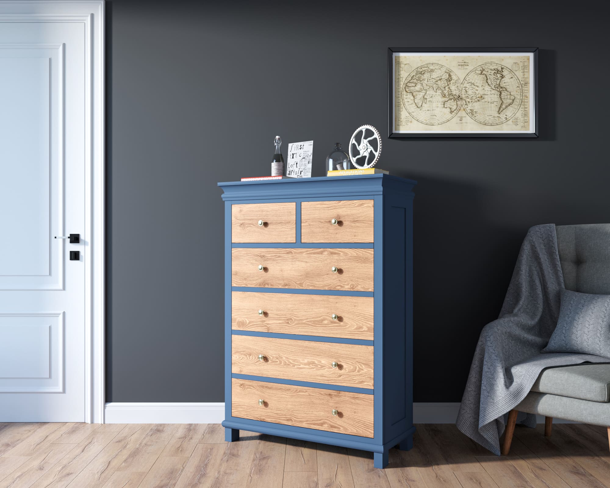 Комод из массива ясеня высокий «Jules Verne"