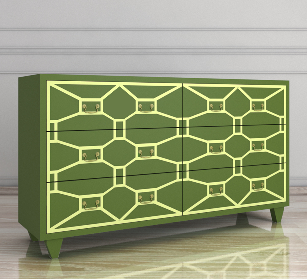 Зеленый комод «Emerald» 6 ящиков