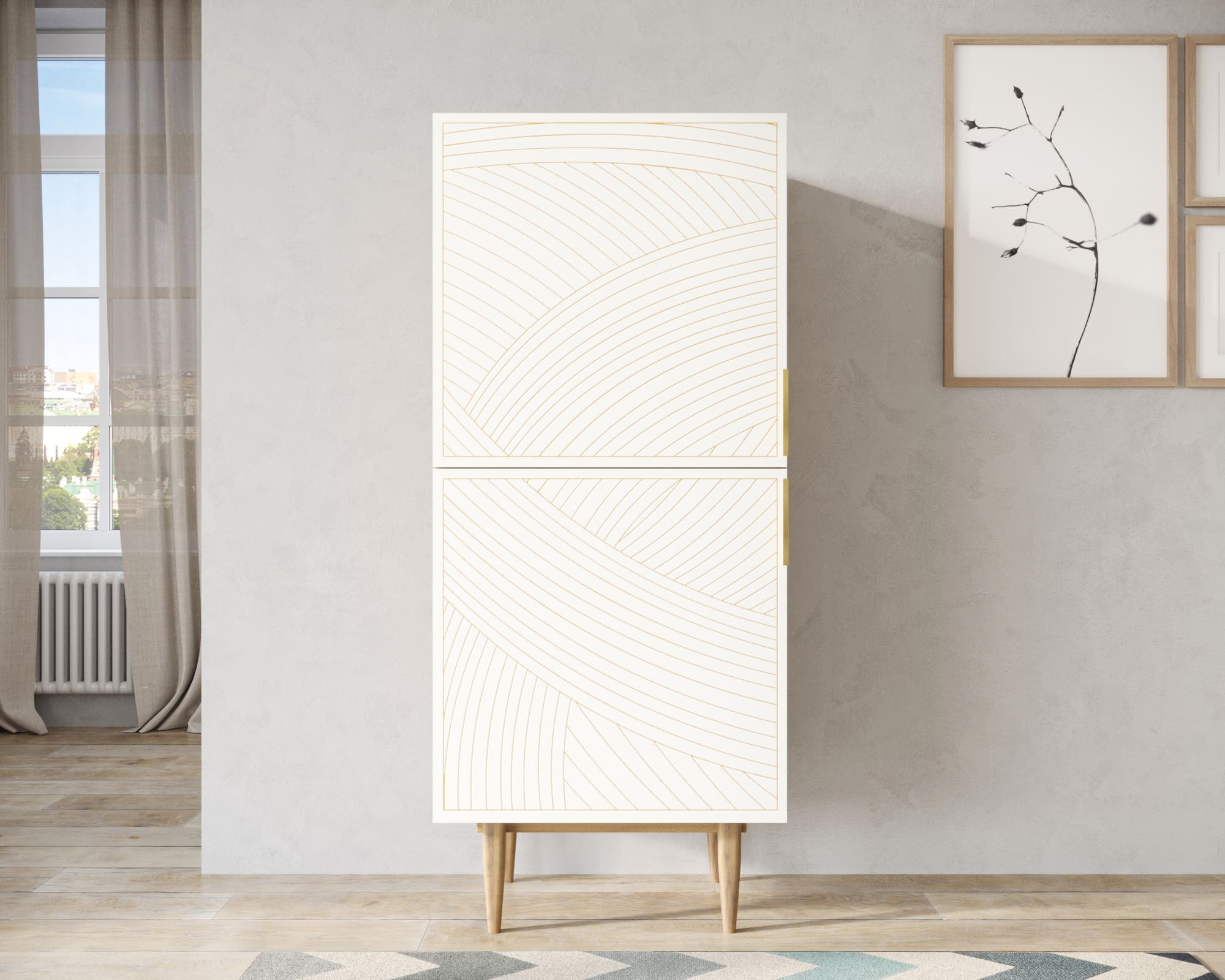 Вертикальный комод с двумя дверками "Line" LN05/GR1