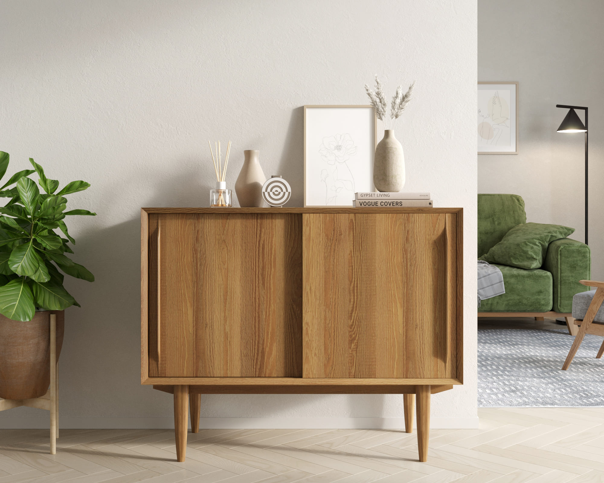 Комод массив дерева в Скандинавском стиле "Bruni" две дверки