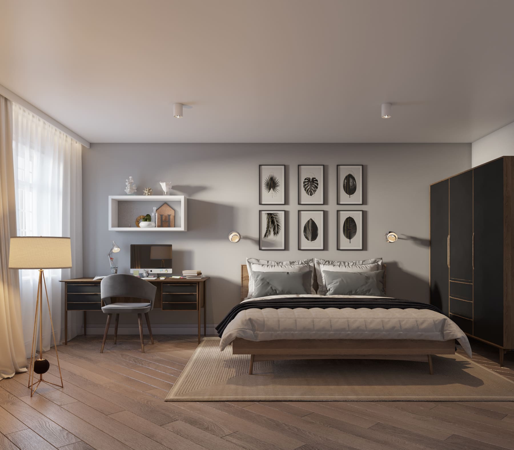 Кровать двуспальная в Скандинавском стиле "Bruni" 1800х2000