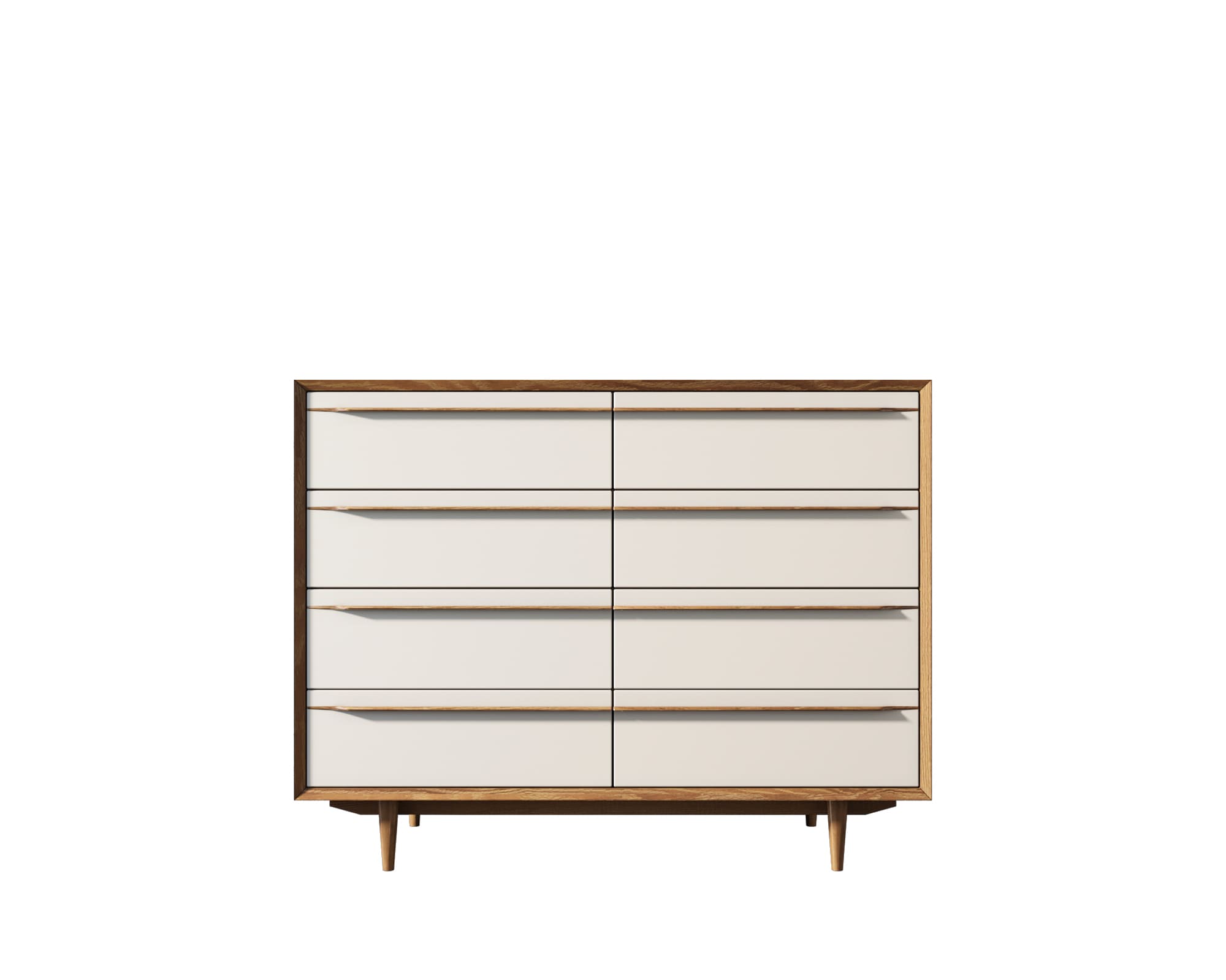 Комод из дерева "Bruni white" на восемь ящиков