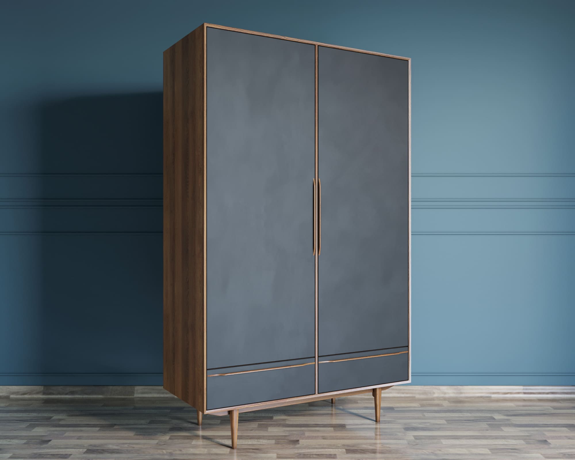 Шкаф двустворчатый "Bruni Black" с двумя ящиками