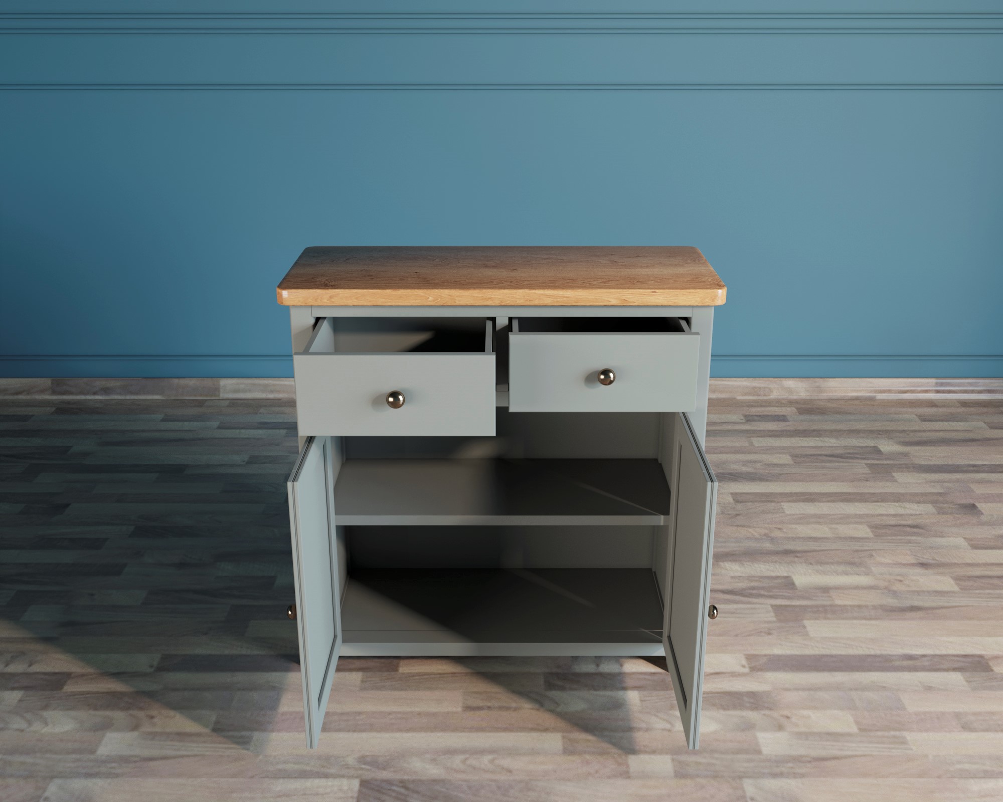 Комод из дерева "Jules Verne" две дверки два ящика серый