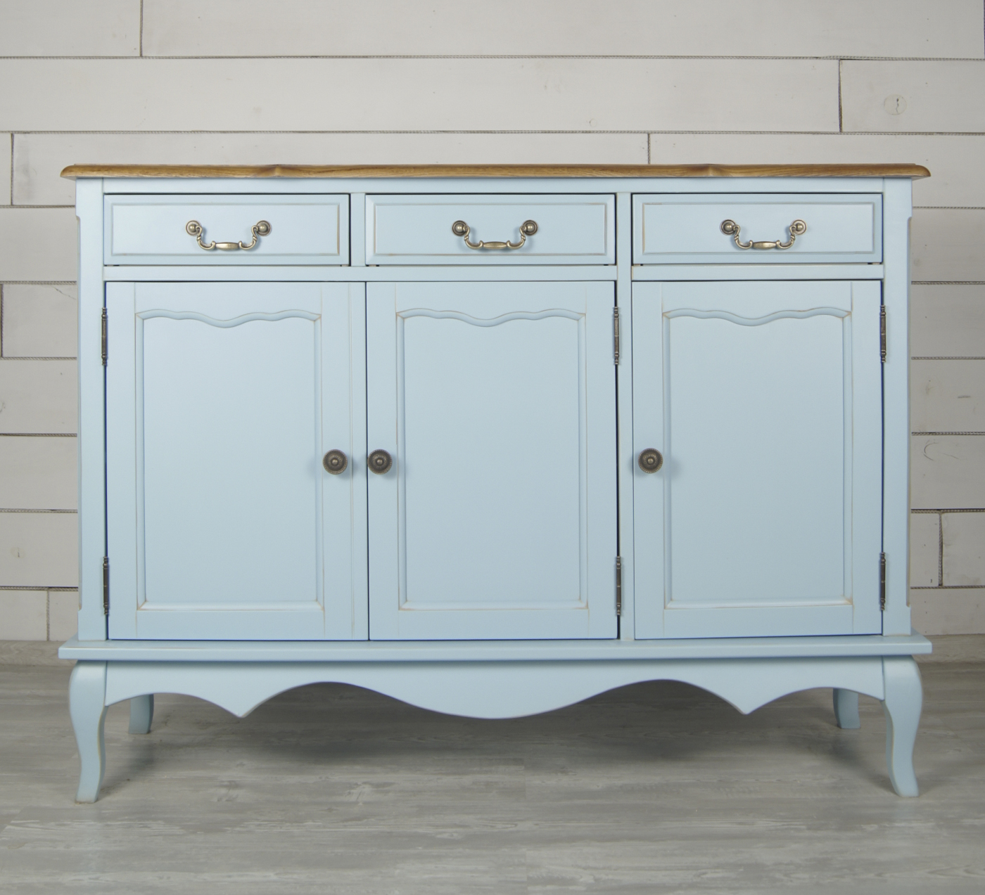 Комод 3 ящика массив "Leontina Blue" (3 ящика и 3 двери)