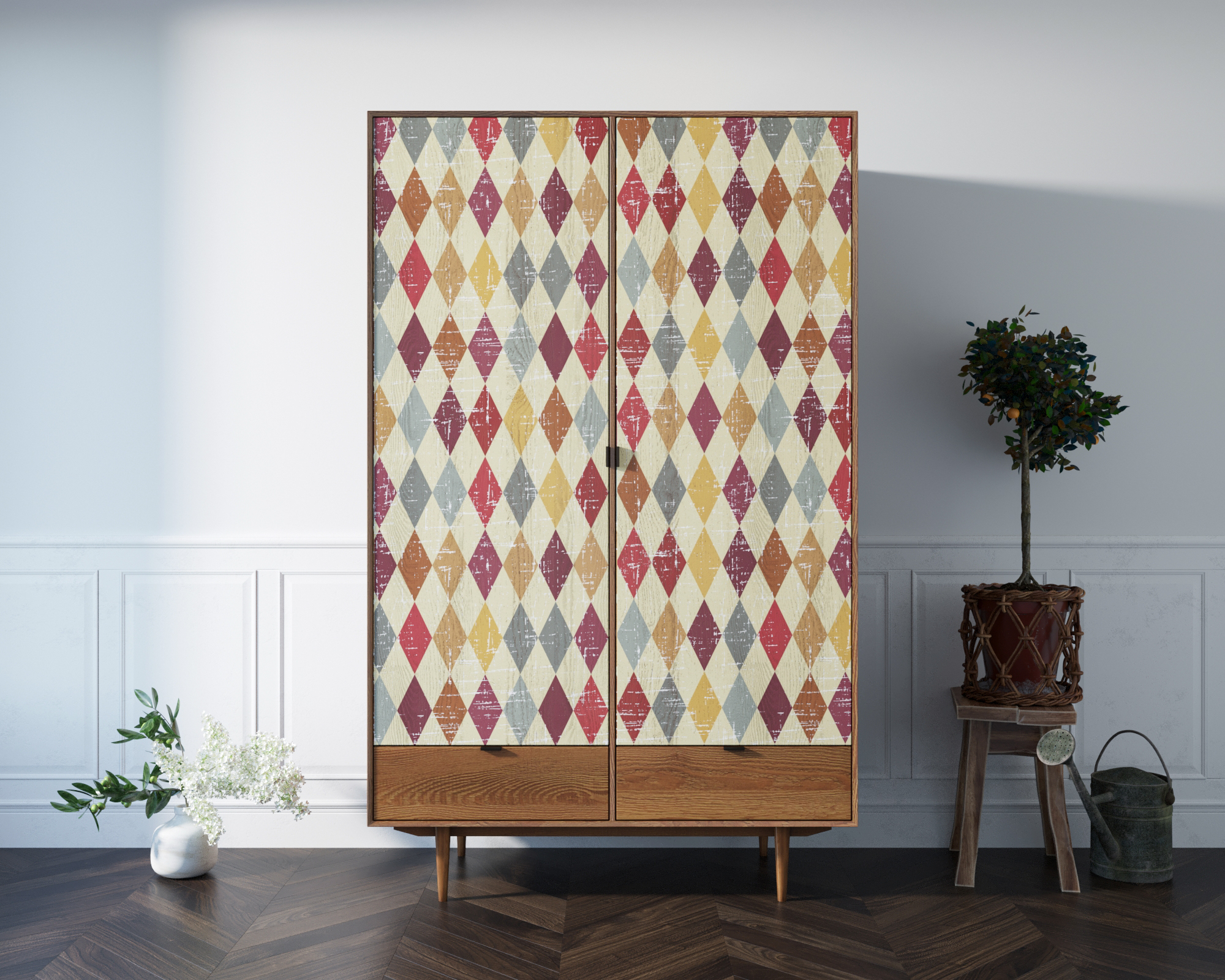 Шкаф двухстворчатый с двумя ящиками внизу «Bruni print"