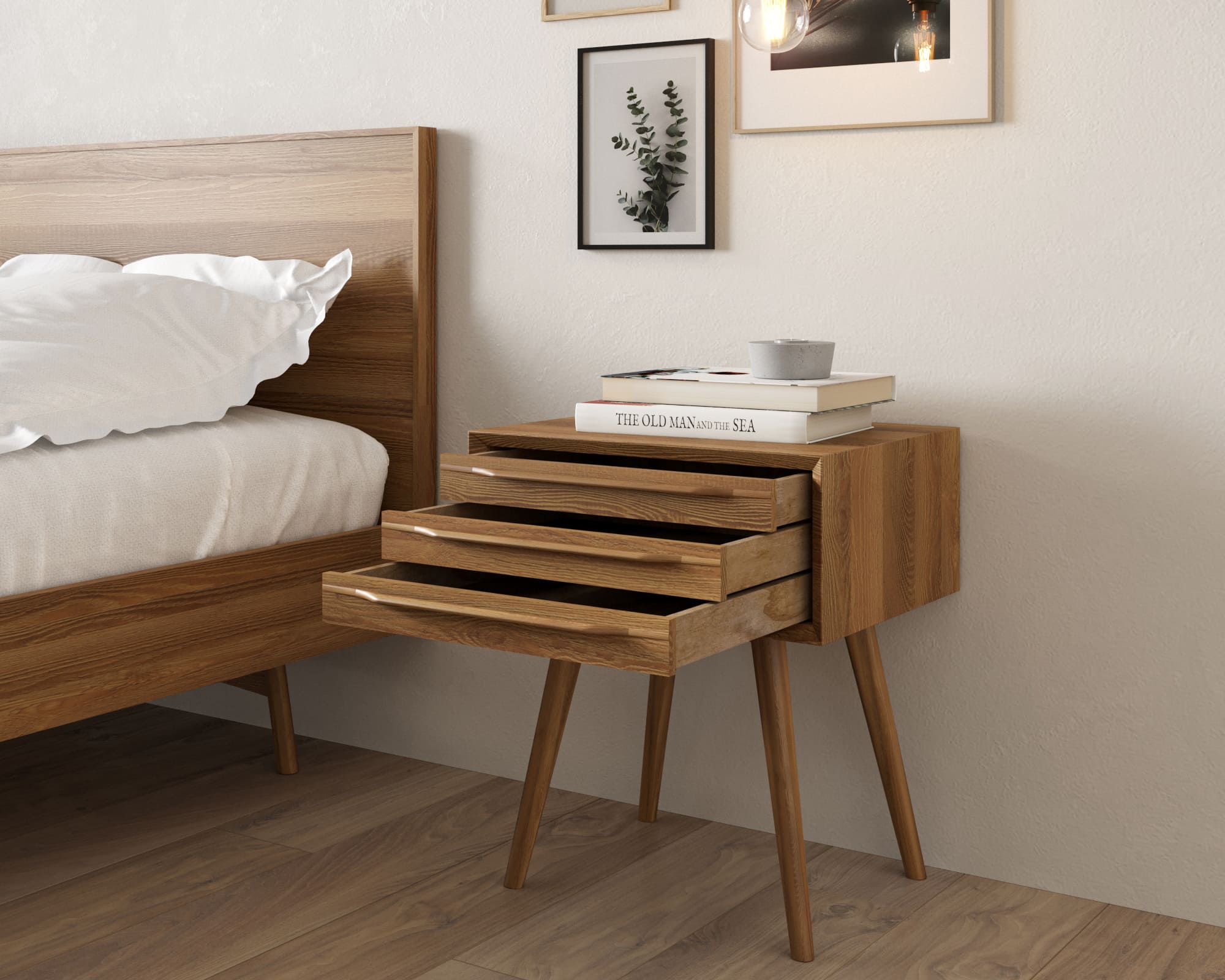 Тумба из дерева в Скандинавском стиле "Bruni" с тремя ящиками