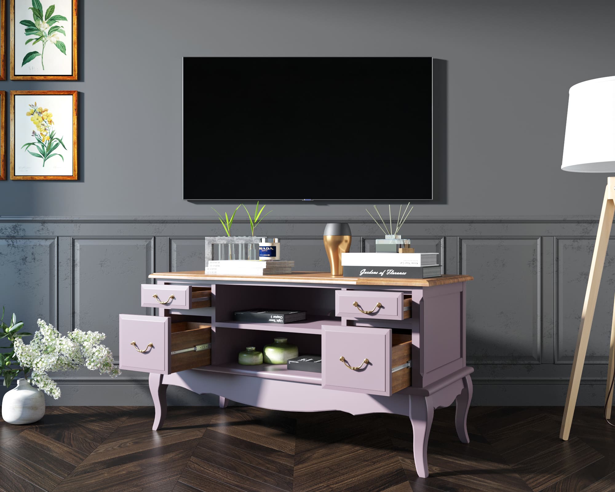 Комод под TV с ящиками "Leontina Lavanda"