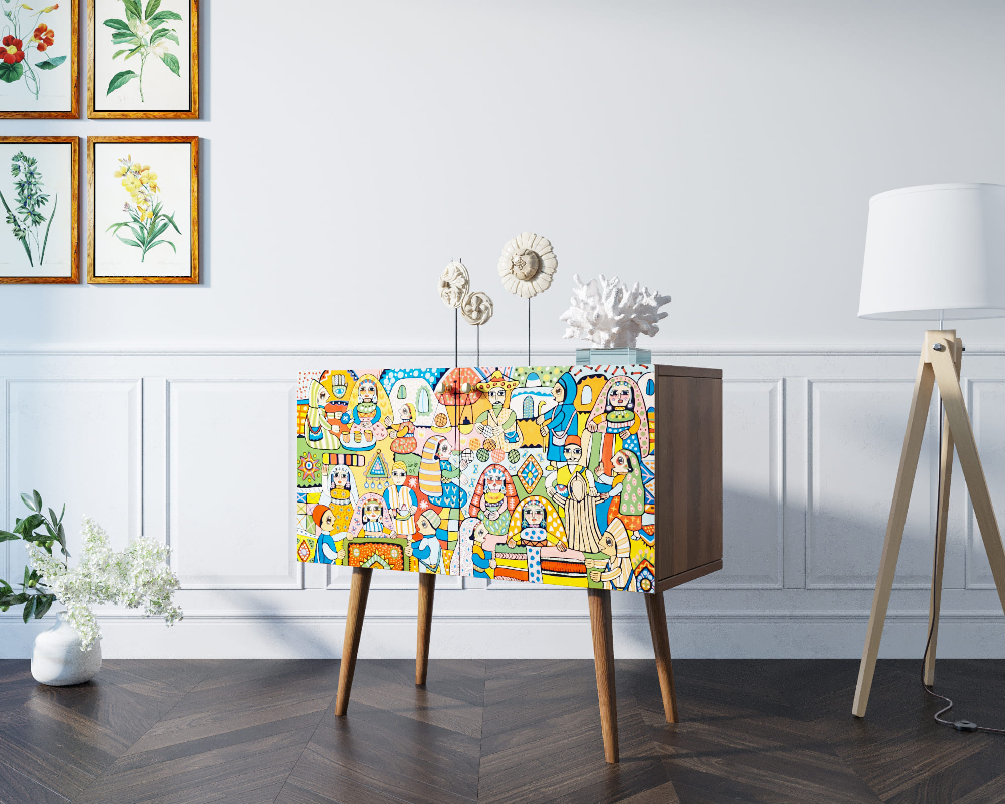 Комод с 2 ящиками на высоких ножках "Berber" малый