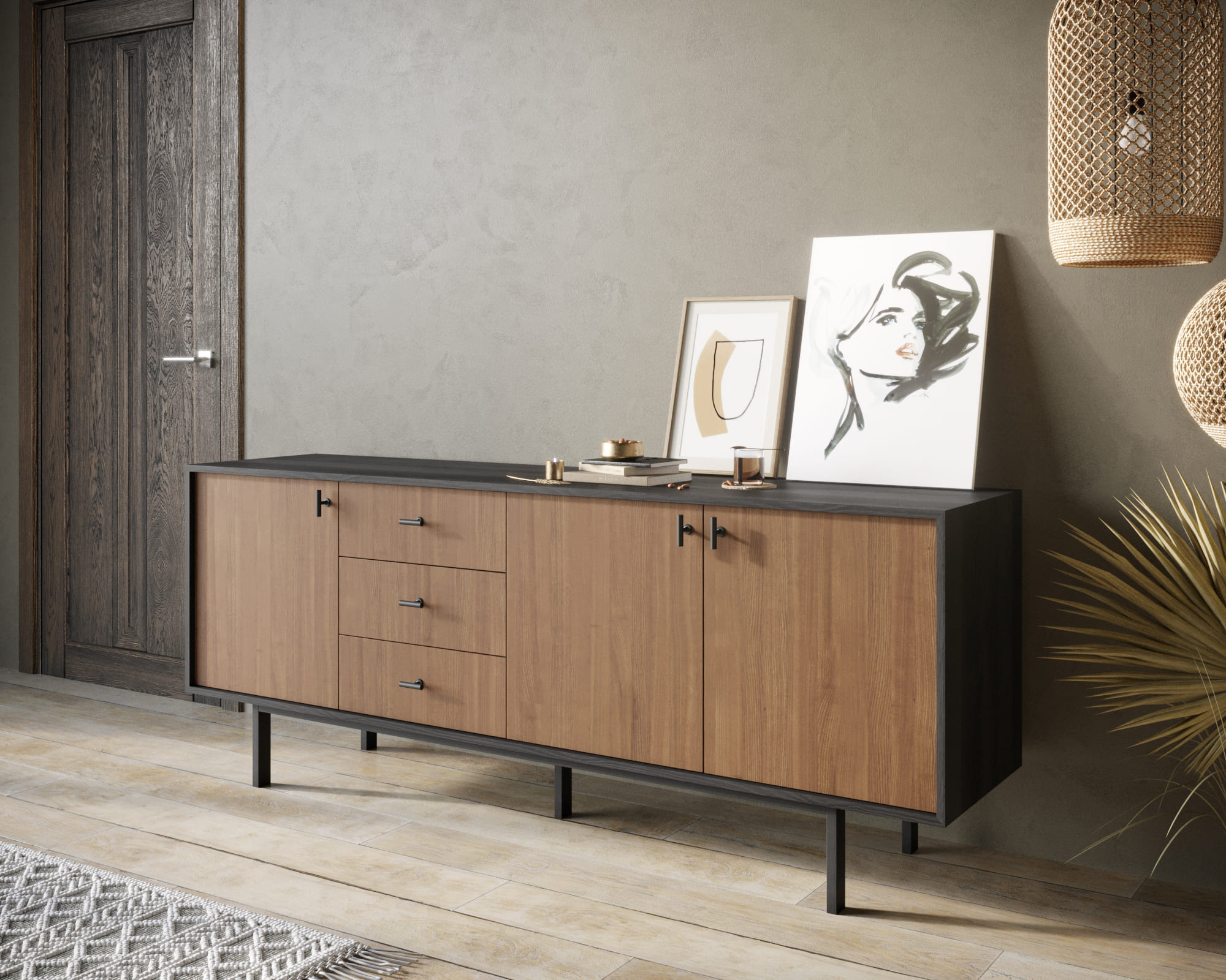 Комод с тремя дверками и тремя ящиками "Emerson"