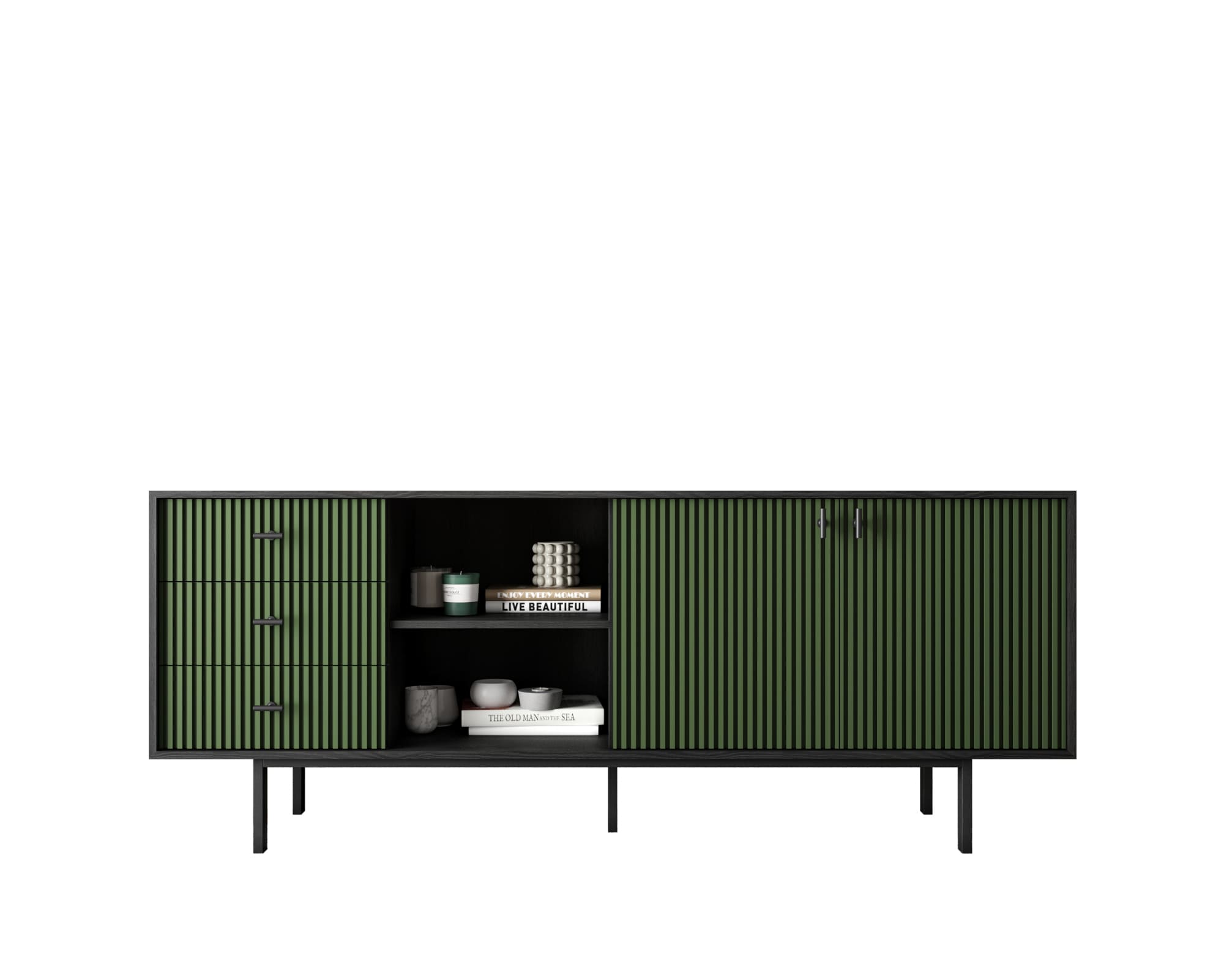 Комод с дверками и нишей "Emerson" арт EM15/green/L