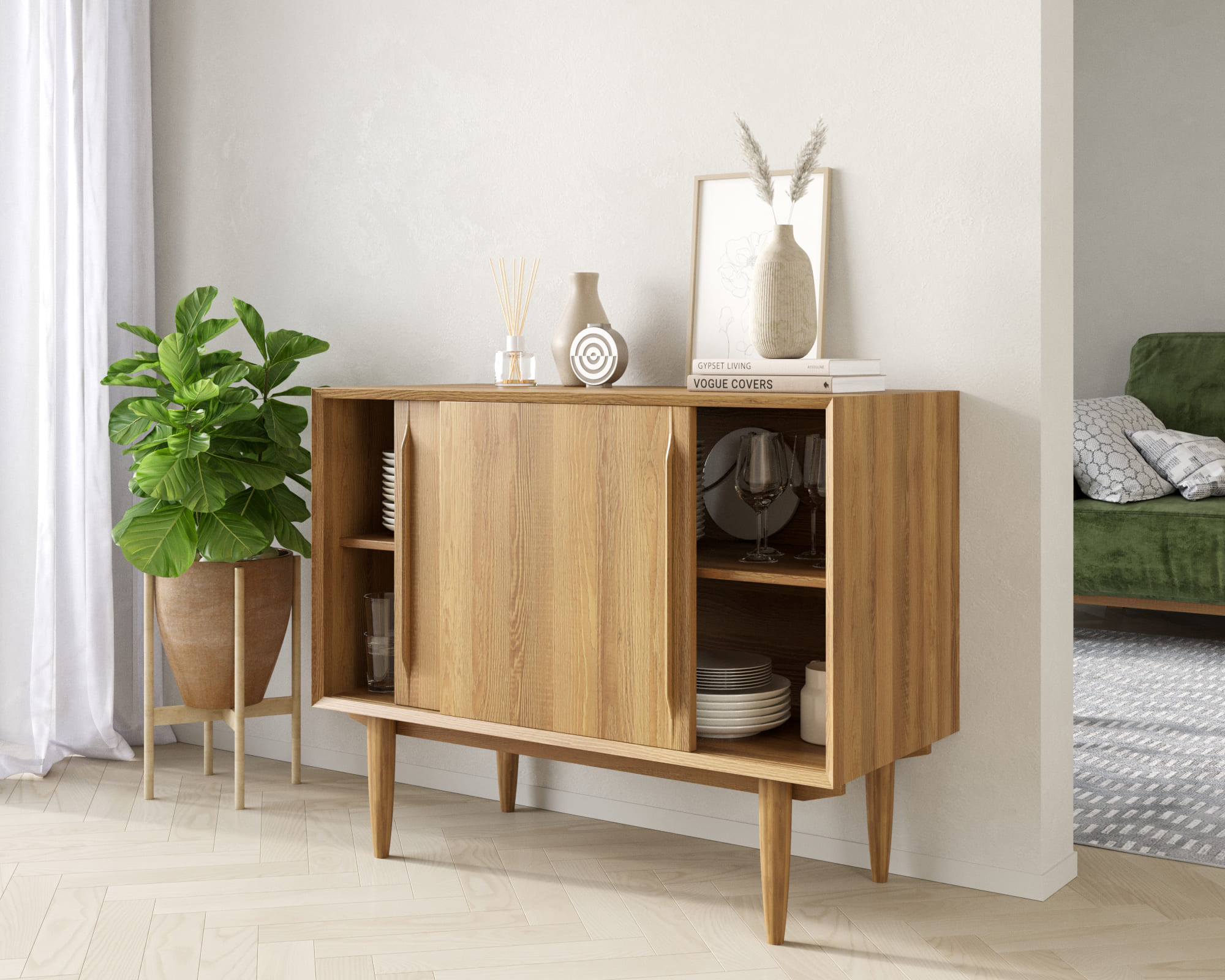 Комод массив дерева в Скандинавском стиле "Bruni" две дверки