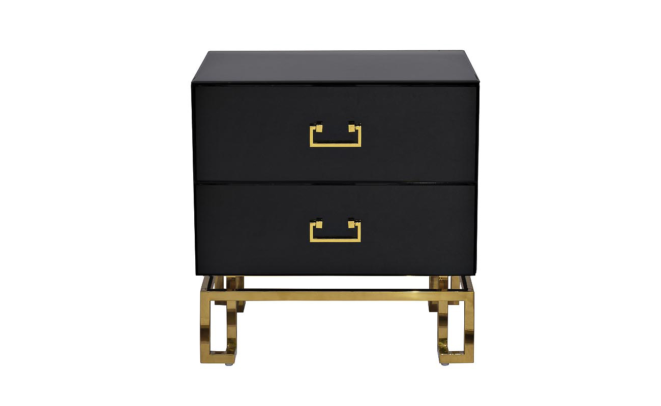 KFG059 Тумба c  2-мя ящиками черная/золото 