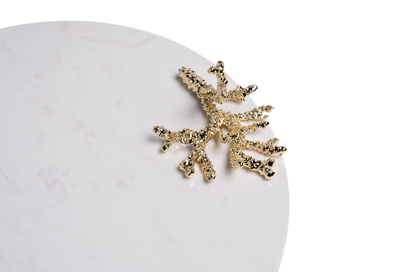 55RD6272 Поднос мраморный с золотым декором d34*8см