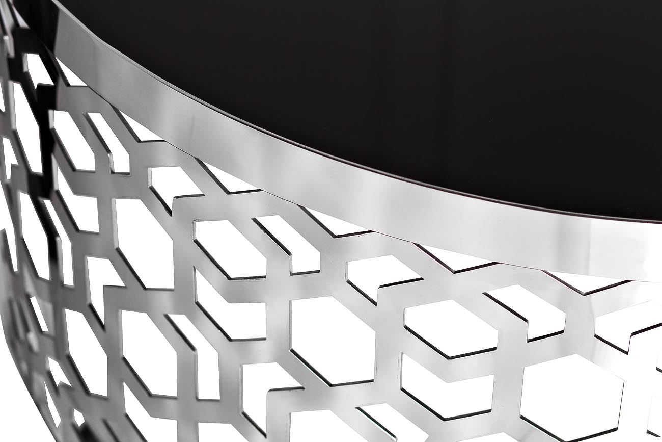 13RXCT8012-SILVER Стол журнальный стекло черн./серебро