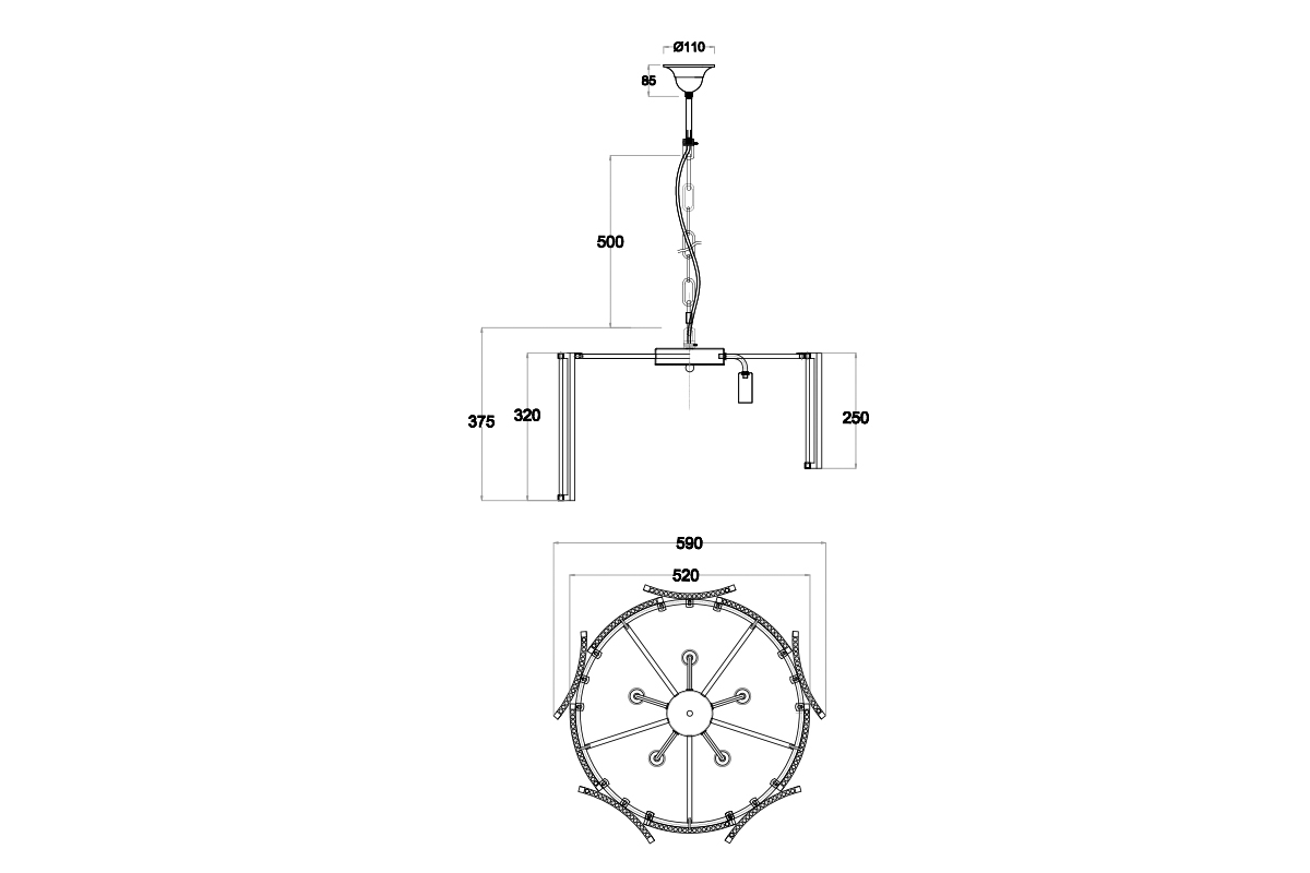 20MD3515-5GOLD Светильник потолочный d58*34см