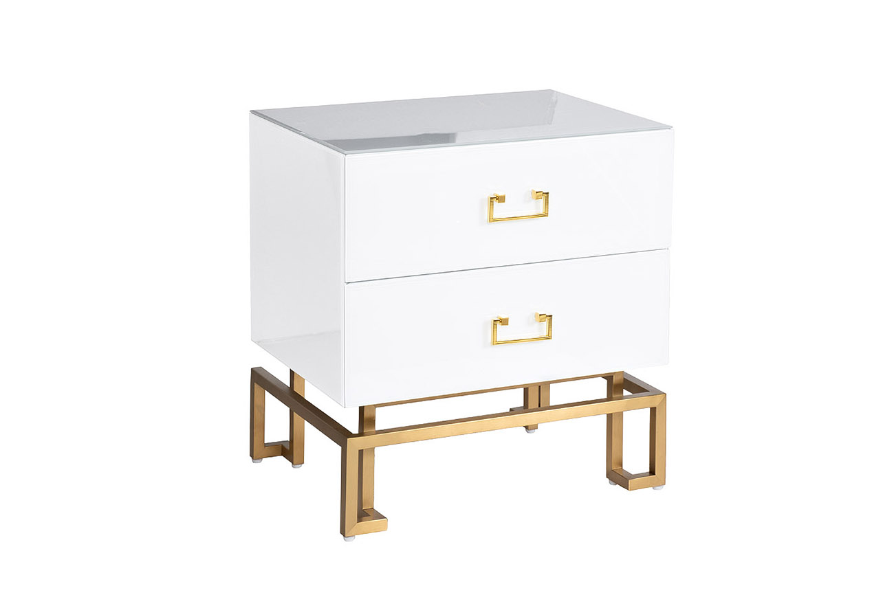 KFG085 Тумба 2 ящика белая/золото 