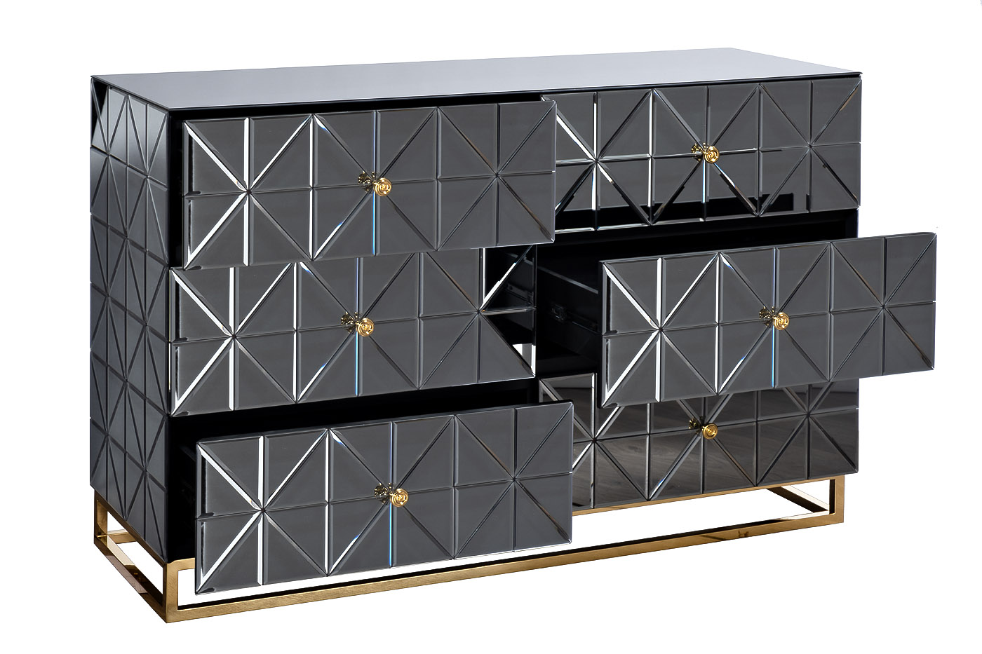 KFG126 Комод с матовой зерк. отделкой 6 ящиков 