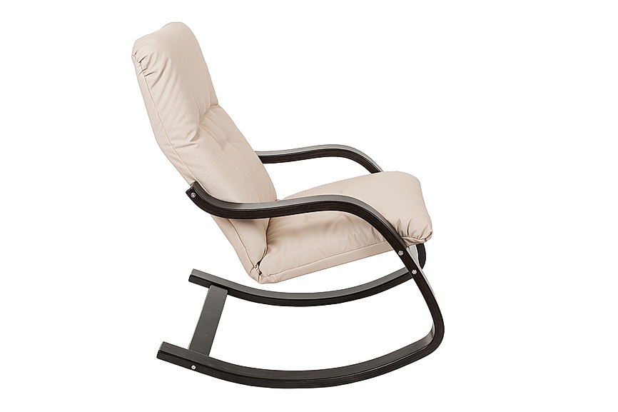 кресло-качалка Эйр  Экокожа бежевый каркас  Венге структура