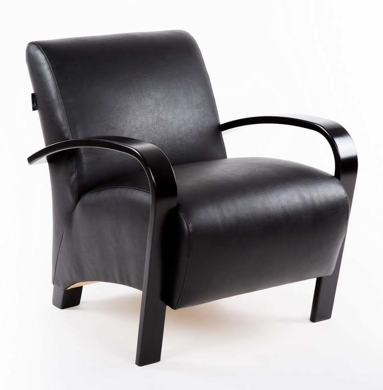 кресло Балатон  Экокожа черный каркас  Венге структура