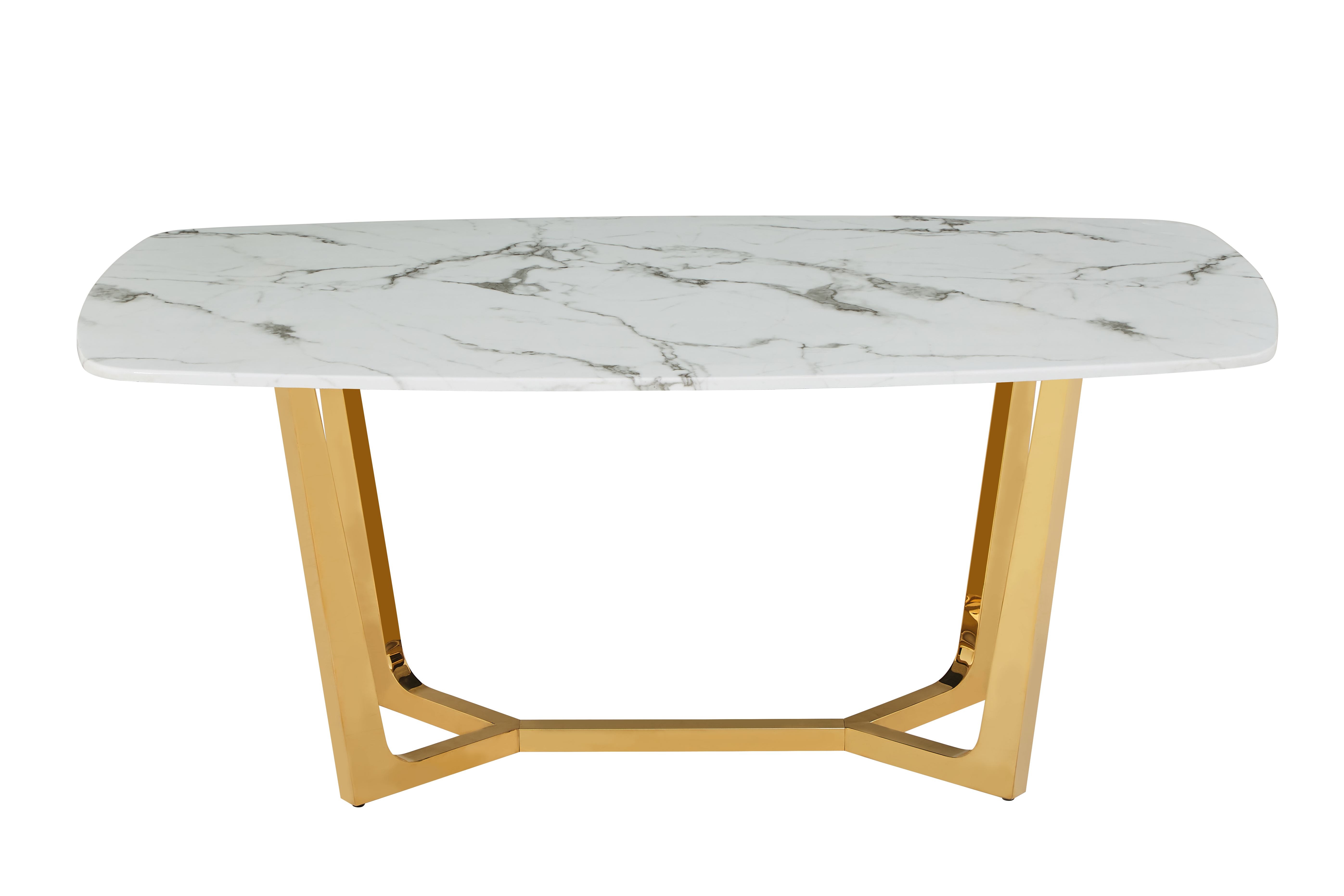 Стол обеденный Ланс DT-2852, 140х80х75 см, белый мрамор Статуарио/глянцевое золото