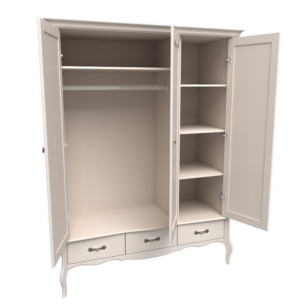 Шкаф ЛеБо 3-дверный с 2-мя стеклянными дверями и зеркалом