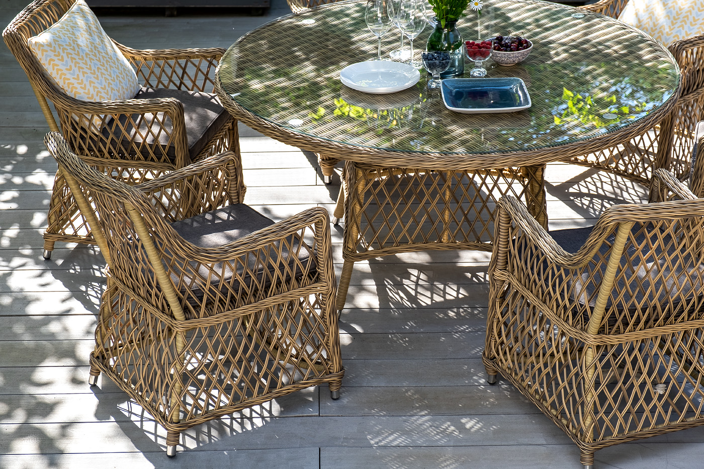 "Эспреззо–150 L" обеденная группа плетеная, цвет соломенный