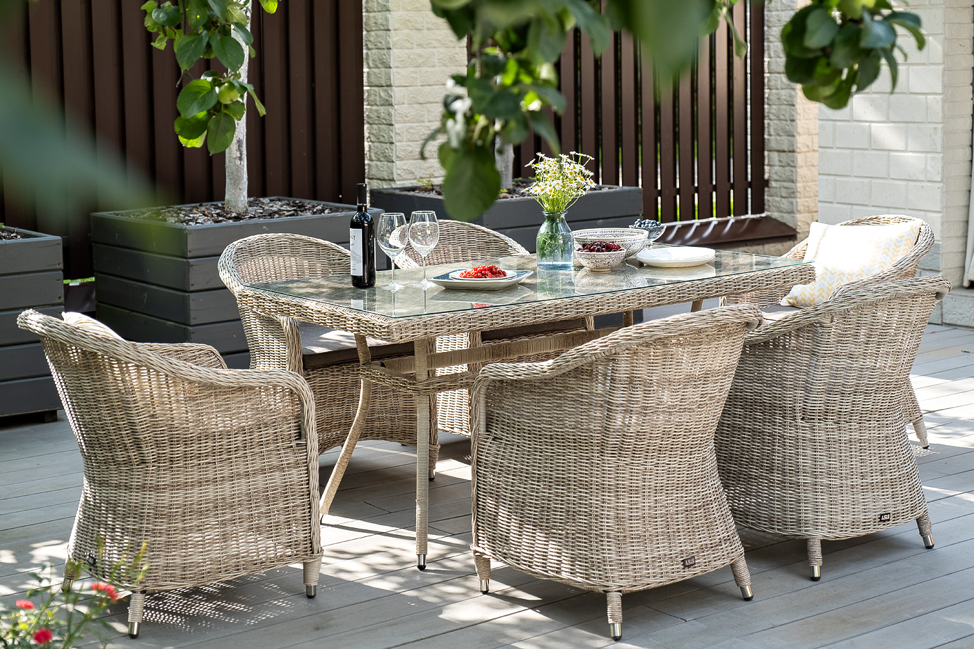 "Эспреззо" обеденная группа плетеная, цвет бежевый