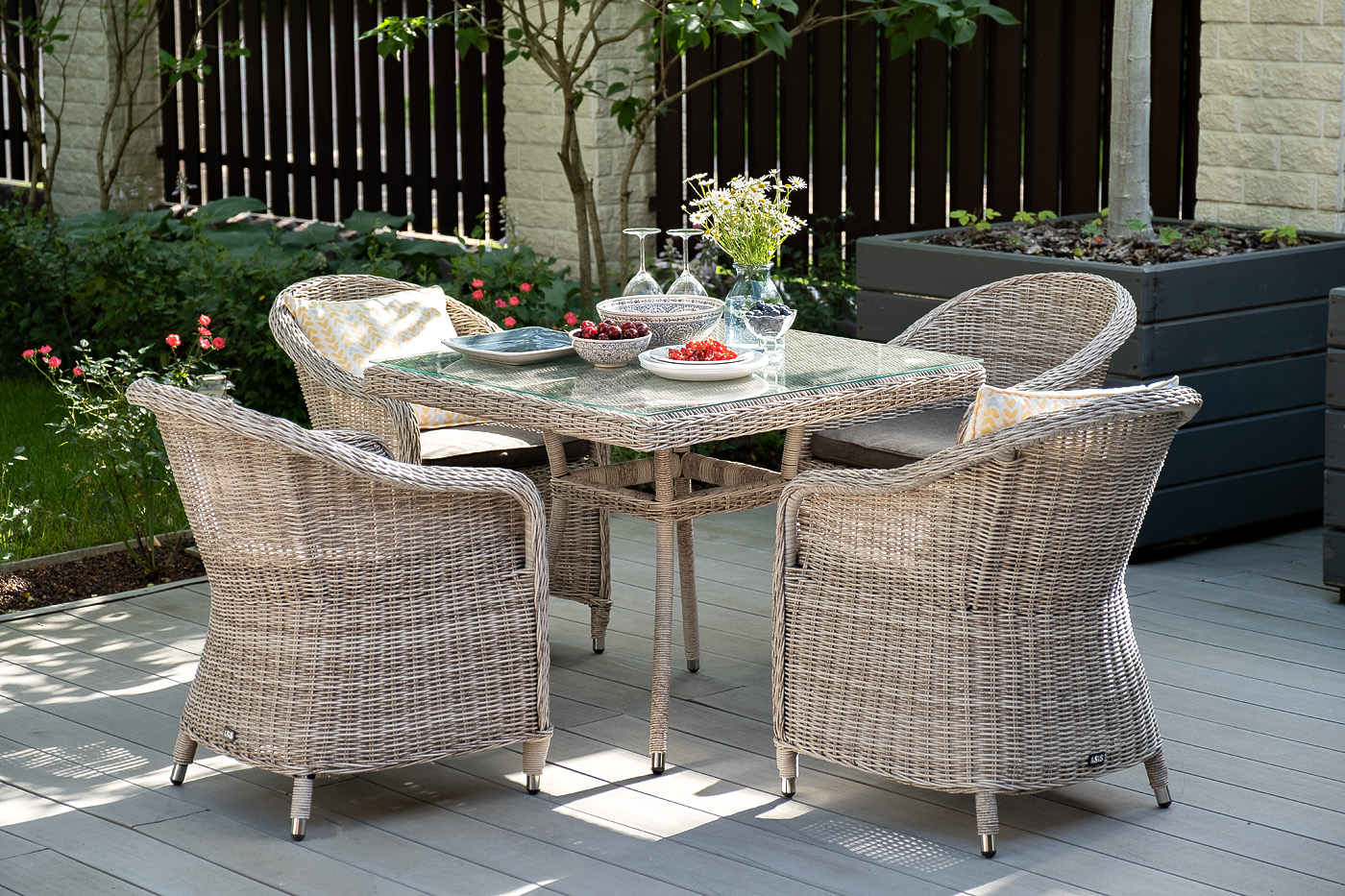 "Франческо" обеденная группа плетеная, цвет бежевый