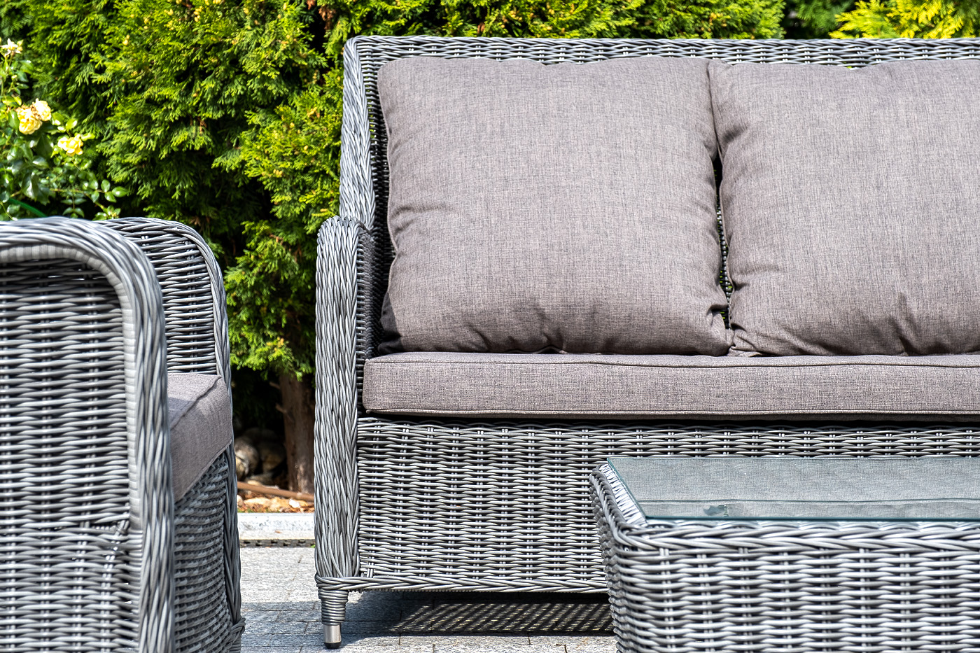 "Глиссандо" диван трехместный из искусственного ротанга, цвет графит