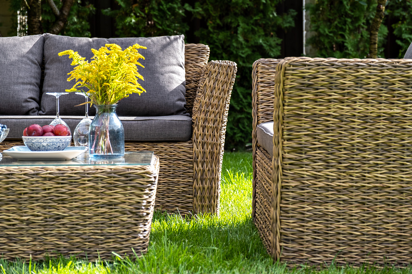 "Капучино" кресло из искусственного ротанга (гиацинт), цвет соломенный