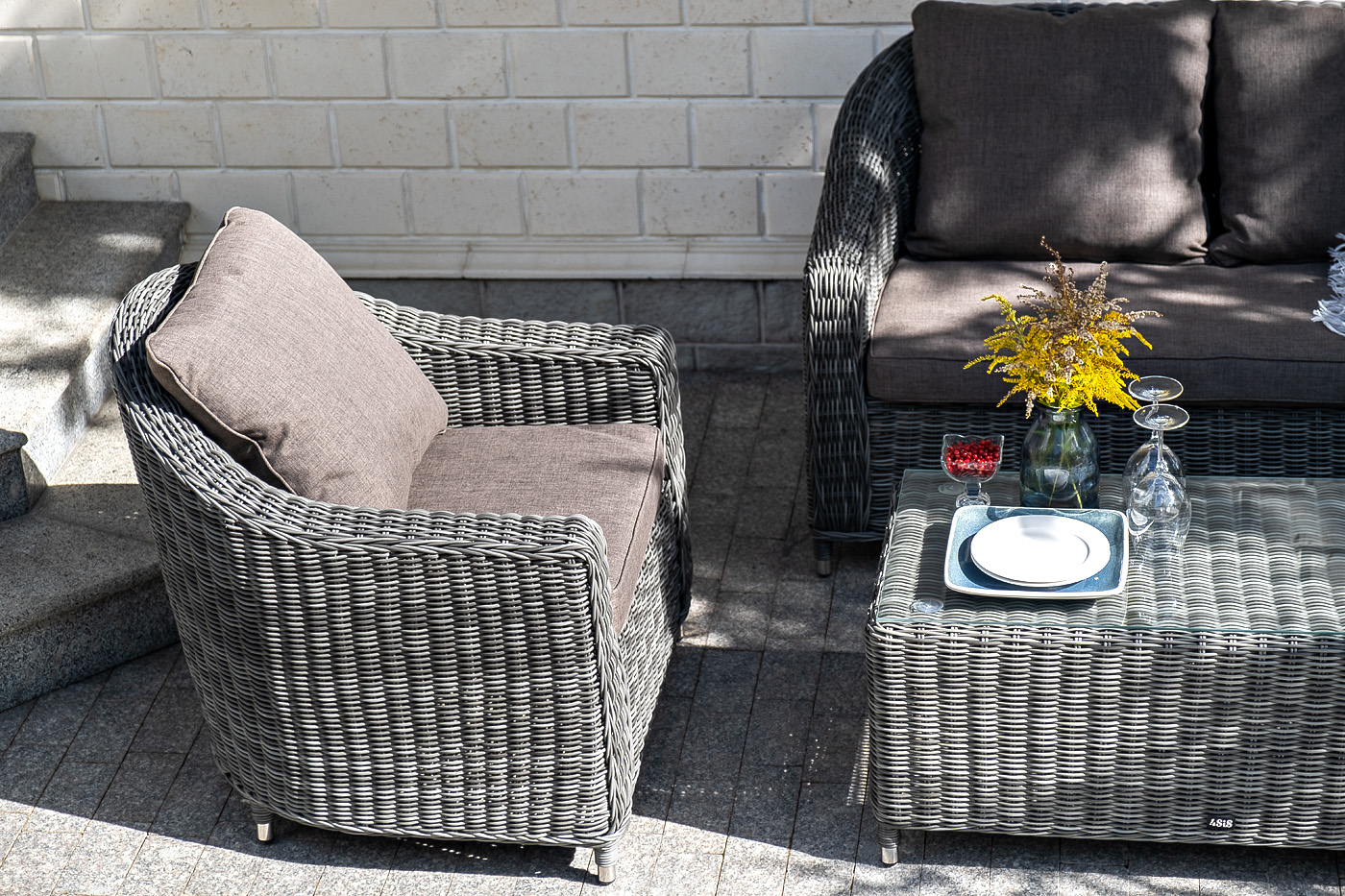 "Копаннини" кресло из искусственного ротанга, цвет графит