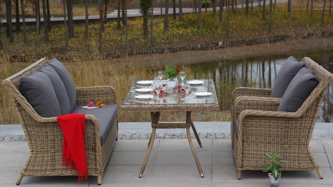 "Латтини" плетеный стол из искусственного ротанга 160х90см, цвет соломенный