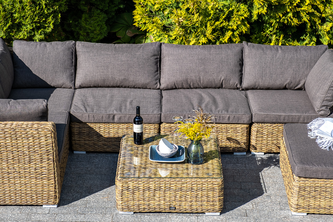 "Лунджи" журнальный столик плетеный (гиацинт), цвет соломенный