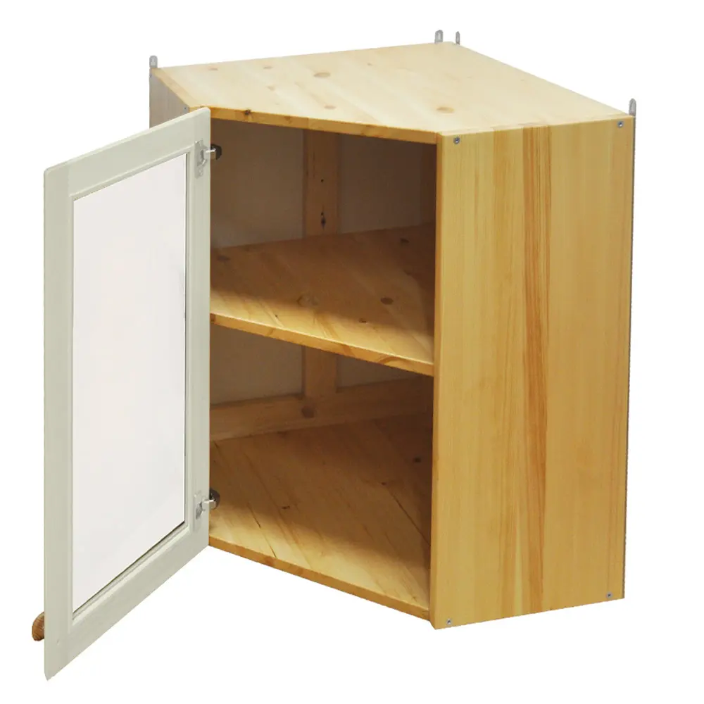 Шкаф настенный угловой Весури арт. 266/1 со стеклом, слоновая кость